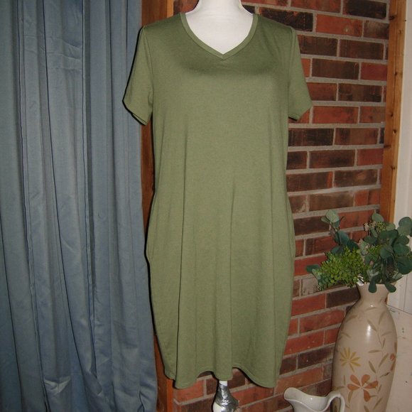 Time and Tru Dresses Time Tru Olive Green Tshirt Dress L Poshmark